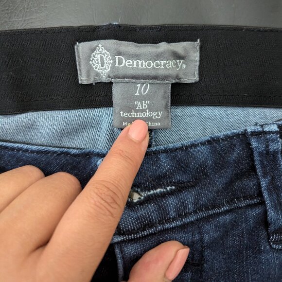 Democracy button-up, ab-control distressed jeans (Size 10) - Picture 3 of 5
